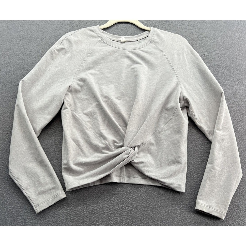 Lululemon Tuck & Gather Sweatshirt Womens 4 Gray Twist Front Long Sleeve